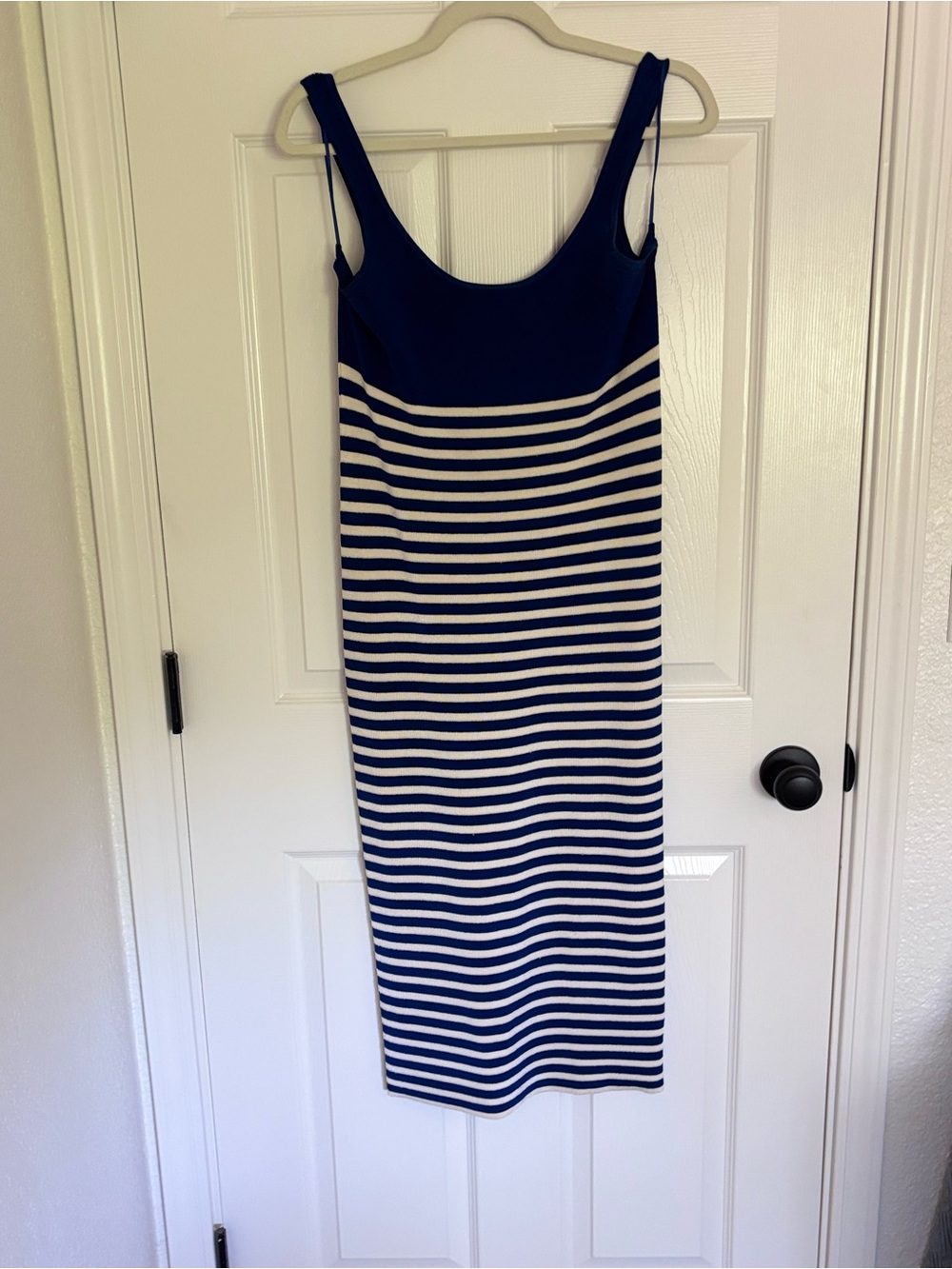 J. Crew Navy and White Striped Tank Midi Dress